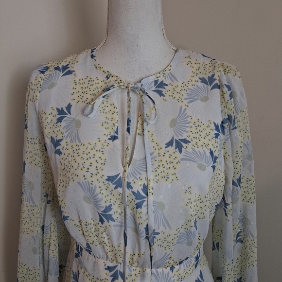 Ted Baker Suziiee Floral Long Sleeve Tiered Mini Dress In Sky Blue Size U.S 4 - Picture 7 of 13